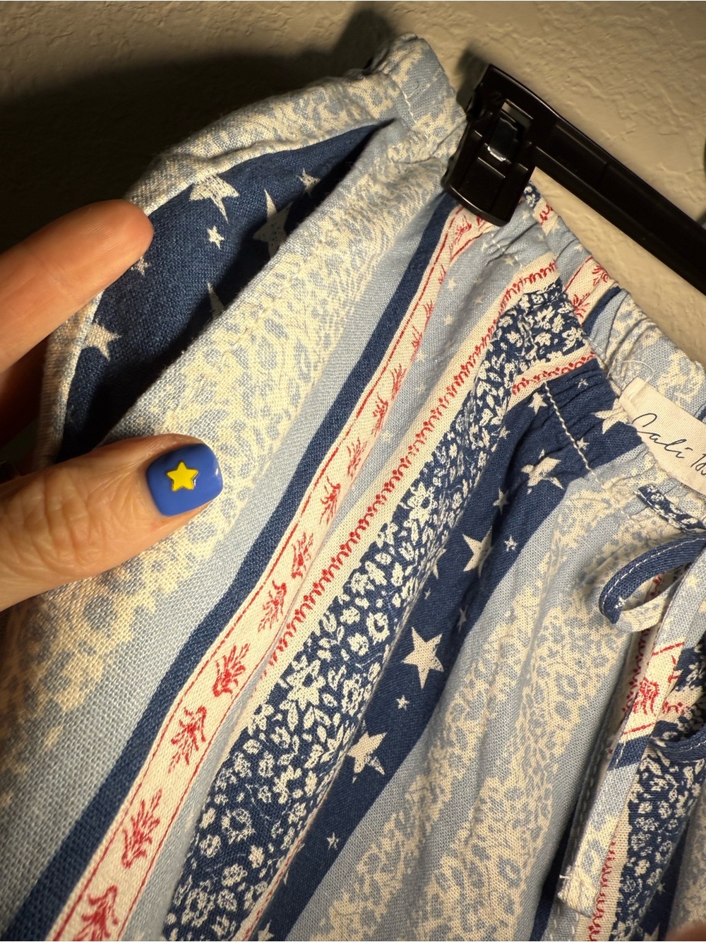 Cali1850 Americana Red White Blue Patchwork Linen Pants Size L - Picture 7 of 7